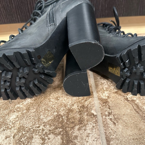 New Boots Jeffrey Campbell Palermo Zip Lace Up 7M Free People distressed black - Picture 6 of 8